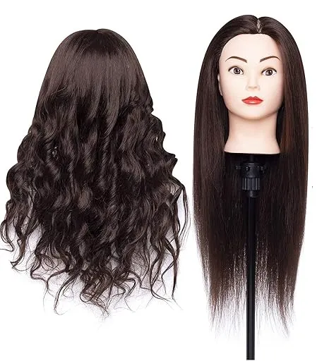 Hair Dummy Mannequin Head for Hair Styling Practice 28 Inch Yaki Hair Cutting, Curling & Straightening
